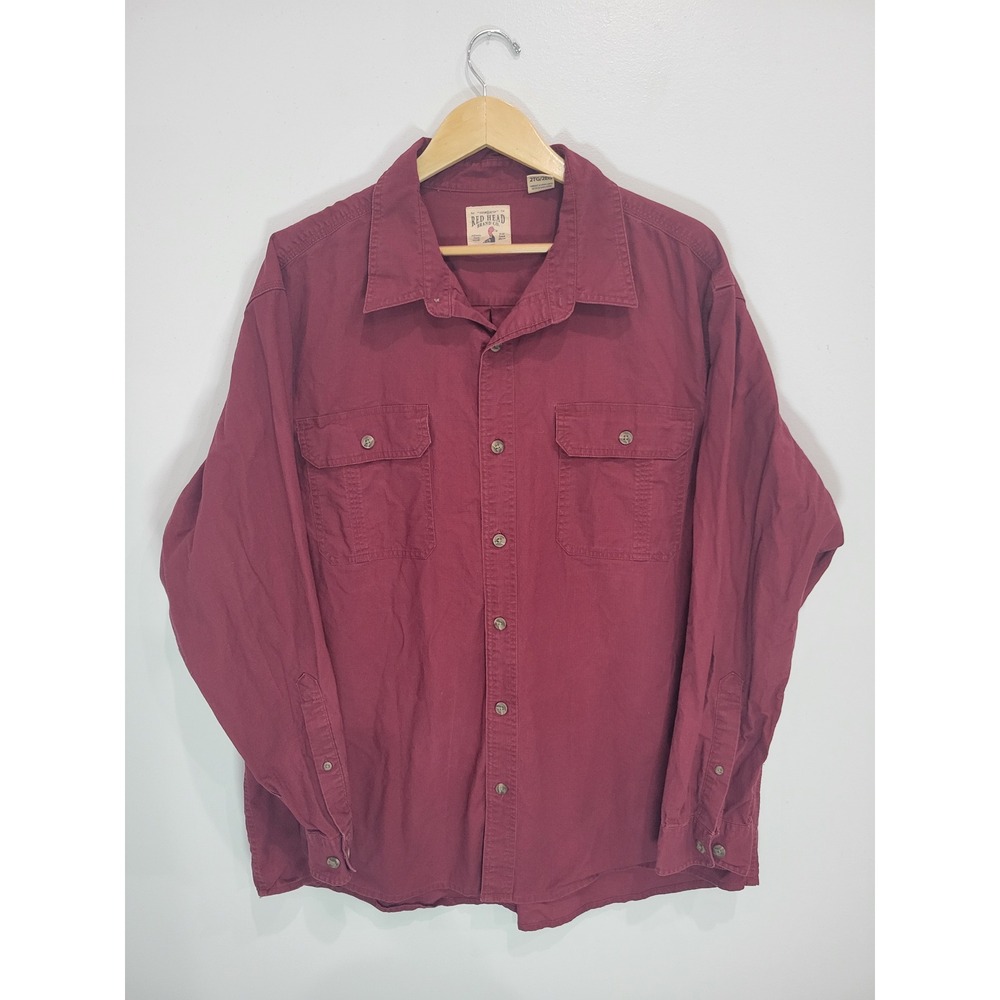 Red Head Brand Co Mens 2XL Burgundy‎ Button Down Long Sleeve Work Shirt Wine